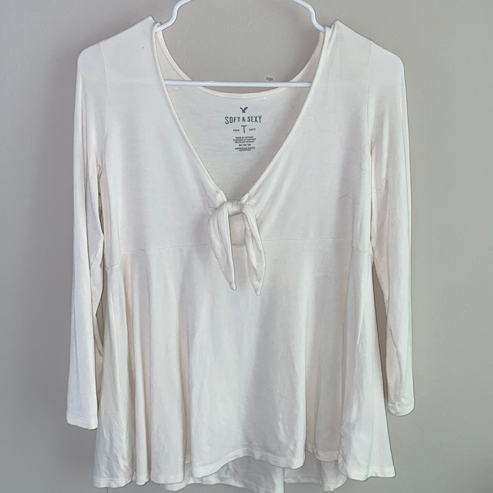 AE Soft & Sexy | White Tie Front Shirt